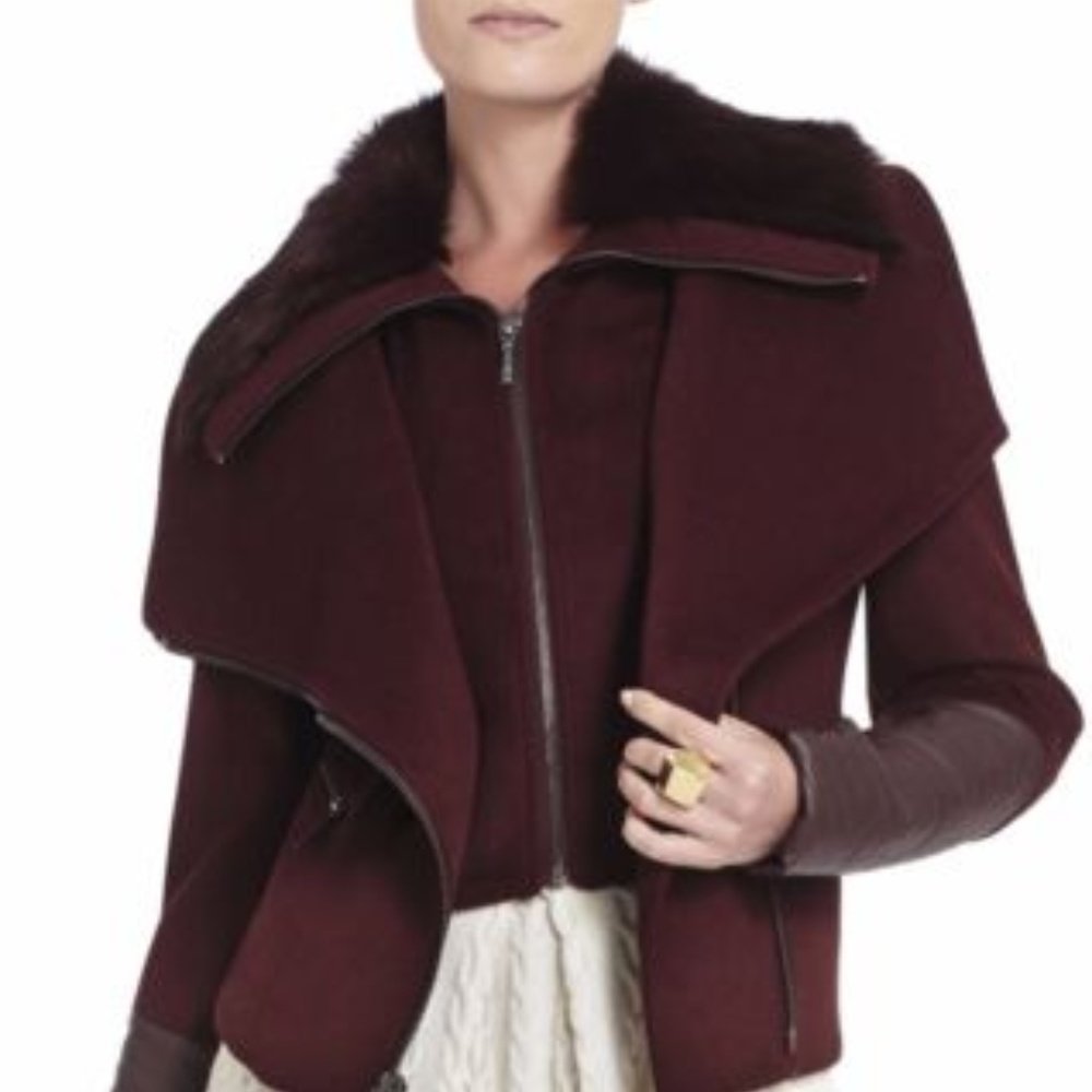 BCBGMAXAZRIA Kayla Fur-trimmed Coat ( Style #10384
